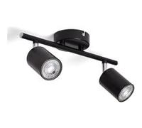 Ledkia Plafonnier Orientable Métal 2 Spots Albus Black pour Ampoule GU10 Noir