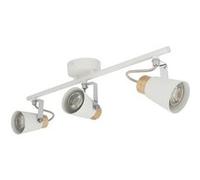 Ledkia Plafonnier Orientable Métal et Bois Mara 3 Spots Blanc