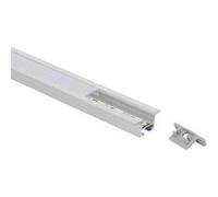 TechBrey Profilé Aluminium Encastré pour Plafond avec Clips pour Rubans LED jusqu'à 12 mm Capot translucide 1 m