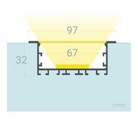 TechBrey Profilé Aluminium Encastré XL pour Rubans LED jusqu'à 60mm Aluminium 2 m Blanc translucide Aluminium