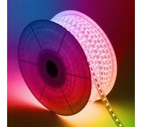Ruban Led Rgb 220v Smd 60 Led/M Bobine 50m 15w/M Silicone Flex Largeur 12mm Coupe 100cm Ip67 Télécommande Rf