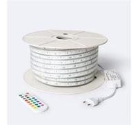 LEDKIA LIGHTING Ruban LED RGB 220V SMD 60 LED/m BOBINE 50m 9,5W/m Largeur 14,5mm Coupe 100cm IP65 avec Télécommande IR RGB