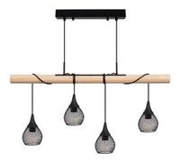 LEDKIA LIGHTING - Suspension Métal et Bois Monah | Design Scandinave | Utilise Ampoules LED E27 | Câble Réglable | Pour Intérieur, Blanc