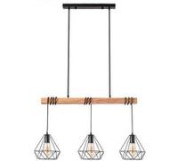 LEDKIA Suspension Métal Sardo 3 Spots Noir | Design Industriel Vintage | Compatible Ampoules E27 | Réglable en Hauteur | Pour Intérieur IP20