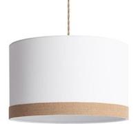 LEDKIA LIGHTING - Suspension Tissu Naturel Leya | Design Élégant | Compatible Ampoules E27 (Non Incluses) | Abat-jour Cylindrique | Utilisation Variée: Maison & Commerces, Blanc, Métal