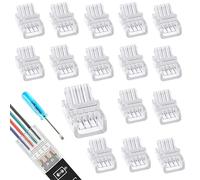 Techchii Lot de 16 connecteurs de bande LED à 4 broches, 8 mm, 4 broches, sans soudure, accessoire pour bandes LED SMD 5050/3528