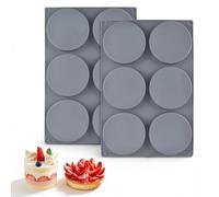 Techchii Lot de 2 moules à muffins ronds en silicone de 10,2 cm | Moule à hamburger antiadhésif pour gâteaux, muffins, burgers, pudding, chocolat, savon (33 x 22 cm, gris)