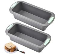 Techchii Lot de 2 moules à pain en silicone sans BPA - 20 cm - Mini moules rectangulaires en silicone - Antiadhésifs et à fermeture rapide (gris clair, 20 x 10 x 5,5 cm)