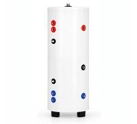 Techglobe Ballon ECS 200 L pour pompe à chaleur, 2 échangeurs thermiques | Format vertical isolation PUR 50 mm, largeur 55 cm, poids 68,5 kg, circuits indépendants, raccordement bivalent