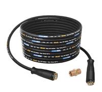 TECHKAR Tuyau pour Nettoyeur Haute Pression - Caoutchouc avec Tresse en Maille d'Acier - 15 m - M22x1.5-250 Bar - Compatible avec Karcher, WAP, Alto, Kranzle et Autres - Noir