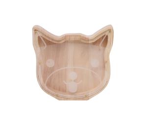 TechKidz Tirelire en Bois - Tête de Chat - Beige