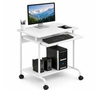 TECHLY 105926 Bureau Mobile Compact pour Ordinateur Tablette Clavier Coulissant Blanc Blanc