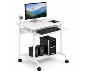 TECHLY 105926 Bureau Mobile Compact pour Ordinateur Tablette Clavier Coulissant Blanc Blanc