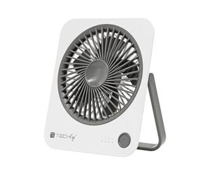 Techly 621666 Ventilateur de bureau ultra fin pliable et portable à 4 vitesses Blanc