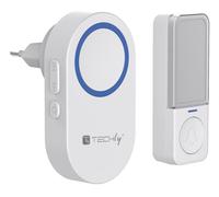 Techly 620560 Kit de sonnette sans fil jusqu'à 180 m avec bouton IP56 batterie libre blanc