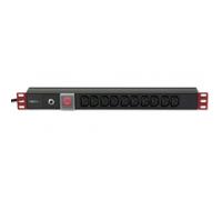 Techly I-CASE STRIP-10C Multiprise 19" 1U, 10x Prise C13, Fiche C14 pour UPS