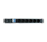 Techly I-CASE STRIP-16SH unité de distribution d'énergie 6 sorties CA 1.5U Noir et Argent