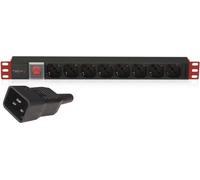 Techly I-CASE STRIP-18C20, Basic, 1U, monophasé, horizontal, aluminium, noir, rouge