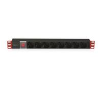 Techly I-CASE STRIP-18C20 unité de distribution d'énergie 8 sorties CA 1U Noir et Rouge