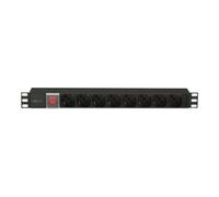TECHly I-CASE STRIP-81U - Unité de distribution secteur (rack-montable) - CA 220-250 V - 3500 watt - entrée : CEI 23-16 - connecteurs de sortie : 8 (alimentation) - 1U - 19" - 2 m cordon - noir