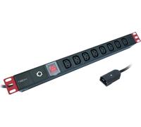 Techly I-CASE STRIP-8C, 1U, noir, 8 sorties CA, coupleur C13, coupleur C14, 2 m