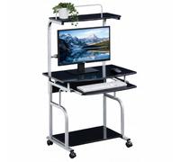 Techly ICA-TB 7800BK Noir, Métallique Bureau d'ordinateur - Bureaux d'ordinateurs (Panneau de Fibre, Métal, Noir, Métallique, 4 Roue(s), 800 mm, 690 mm)