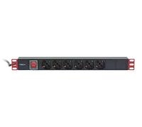 Techly Professional 108279 Bloc 6 Prises de Rack 19" Prise Italienne avec Interrupteur 1 U Noir/Rouge
