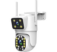 Technaxx Caméra IP Wi-FI extérieure 2Mpx + 2Mpx à Double Objectif TX-328 - Rotation Horizontale/inclinable 270°/90°, Vision Nocturne Couleur, Audio bidirectionnel, Bluetooth, détection de Mouvement