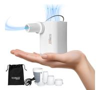 Technaxx Mini Battery Air Pump Pro TX-299 - Pompe à air électrique rechargeable 3600 mAh avec banque d'alimentation, lumière LED, 5 buses, chargement USB -Pompe à air portable sans fil pour gonflables