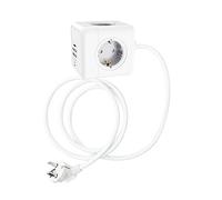 Technaxx Power Cube USB TX-195 - Multiprise Cube avec 4× Prises 230V, 2× USB-A & 1× USB-C - Bloc Multiprise avec Sécurité Enfant, Support Twist-Lock & Pad Adhésif, Design Compact pour Maison & Bureau