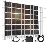Technaxx TX-356 Clôture solaire bifaciale 480W - Kit complet avec 6x 80W modules solaires PERC monocristallins, onduleur 800W & câble Schuko - Intimité & énergie solaire - Rendement 17,5%