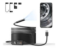 Technaxx TX-386 Caméra Endoscopique USB-C - Caméra d’Inspection avec Éclairage, Câble Semi-Rigide 5 m, 8 LED Réglables, IP67, HD pour Smartphones Android & iOS