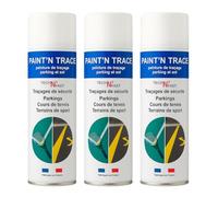 Tech'N'Fast PAINT'N TRACE : Peinture de traçage de lignes de parkings, terrains de sport et marquage de sécurité -Lot de 3 bombes peinture bleu de traçage 500ml - Bleu