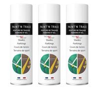 Tech'N'Fast PAINT'N TRACE : Peinture de traçage de lignes de parkings, terrains de sport et marquage de sécurité -Lot de 3 bombes peinture blanche de traçage 500ml (blanc)