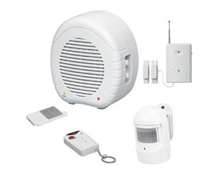 technik@all Indexa EW01 + MA80P + MA80KM + MA80R Chien de garde électronique avec télécommande, détecteur de mouvement sans fil, détecteur d'ouverture sans fil et télécommande supplémentaire