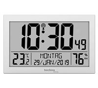 techno line Horloge Radio-pilotée, Matériau : Plastique, argenté, Klein: 22,5 x 14,3 x 2,4cm WS8016