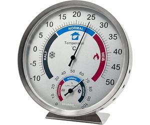 techno line WA3045 Thermo-hygromètre analogique - Thermomètre et hygromètre d'intérieur pour température et humidité - Sans piles - Affichage de zones de confort - Montage mural et pied - Boîtier en