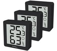 techno line WS9425 Lot de 3 thermomètres/hygromètres/hygromètres/supports magnétiques Noir