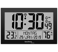 Technoline 8016 WS8016 Horloge Murale Radio-pilotée avec Affichage de la température, Plastique, Noir, 225 x 143 x 24 mm, WS8016 Noir, 225 x 24 x 143 mm