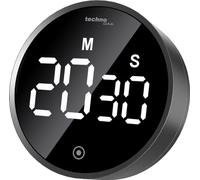 technoline Minuteur Moderne - Compte à rebours - Numérique - Rond - Éclairage (ECO) Tactile - Noir Brillant