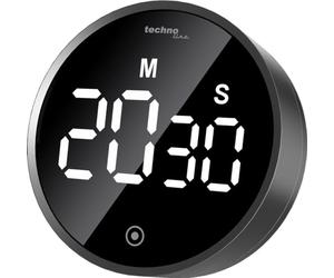 technoline Minuteur Moderne - Compte à rebours - Numérique - Rond - Éclairage (ECO) Tactile - Noir Brillant