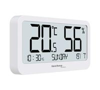 La Crosse Technology Thermo-hygromètre WS9455 – petit de bureau, affichage de l'heure, blanc