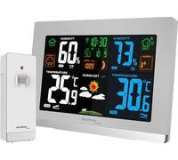 Technoline WS6462 Station météo radio argentée, température intérieure, température extérieure, humidité de l'air, pression atmosphérique, affichage de la tendance, écran couleur, horloge