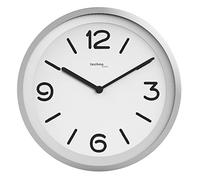 Technoline WT 7400 Horloge Murale Moderne très Chic avec capteur de détection Nocturne - rétroéclairage Automatique dès qu'il Fait Sombre, Ø 25,4 cm, Aspect chromé, argenté