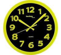 Technoline WT 7420 Moderne, organiques schrille Horloge Murale avec Cadre en Plastique, ø 25,5 cm, Clair, Plastique, Vert, 25,5 x 4 x 25,5 cm