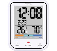 Technoline WT380 Horloge numérique de Salle de Bain avec hygromètre et thermomètre Étanche Minuterie de Douche Fonction Compte à rebours Grand écran LCD Affichage de la Date Blanc