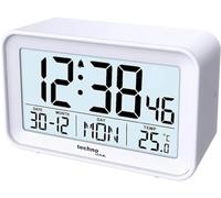 technoline WT497 Réveil numérique Moderne, température intérieure, Date, Jour de la Semaine, Alarme et Snooze, Blanc