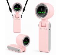 TECHTA Ventilateur Portable Turbo 3600mAh, Mini Ventilateur USB Rechargeable, 5 Vitesses, Écran LED, Pliable 180° - Noir