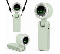 TECHTA Ventilateur Portable Turbo 3600mAh, Mini Ventilateur USB Rechargeable, 5 Vitesses, Écran LED, Pliable 180° - Vert
