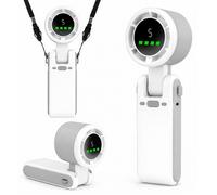 TECHTA Ventilateur Portable Turbo 3600mAh, Mini Ventilateur USB Rechargeable, 5 Vitesses, Écran LED, Pliable 180° - Blanc
